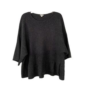 Pure Jill By J. Jill Boxy Oversized Pullover Sweater  Lagenlook Gray Petite M